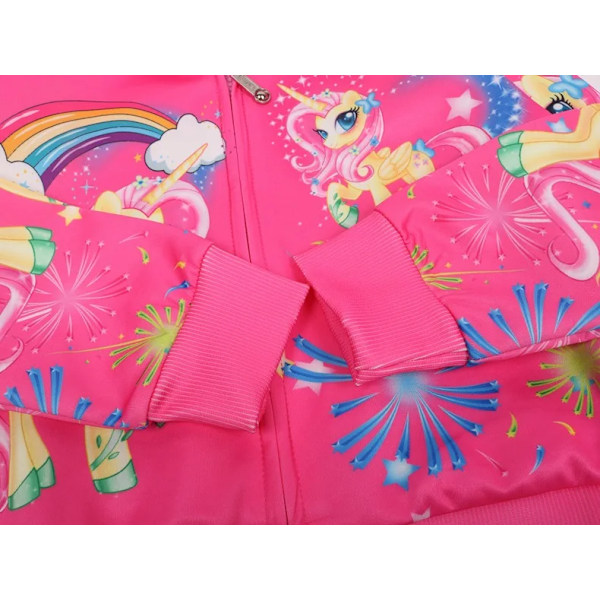 små jackor flickkläder barnkläder min moana barnjackor för flickor enhörning häst vinter dragkedja kofta med huva Rosa Pink 4