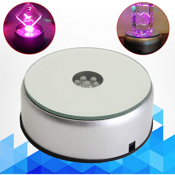 LED Display Base, 7 Fargeskiftende Lys, Elektrisk Spinnende Plate, for Glassdekorasjon, 3D Fotoglass, Hjemmeinnredning