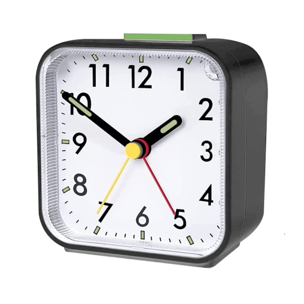Analog väckarklocka utan tickande med ljus och snooze-funktion och toppknapp, högt alarm, tyst väckarklocka, batteridriven black