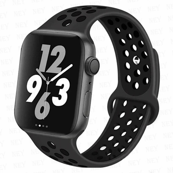 Sportrem för Apple Watch Band 45 mm 49 mm 44 mm 40 mm 41 mm 42 mm Silikonarmband correa iWatch Ultra 2 Series 9 8 SE 7 6 5 4 3 Obsidian-svart 20 h Obsidian-black 20 S-M