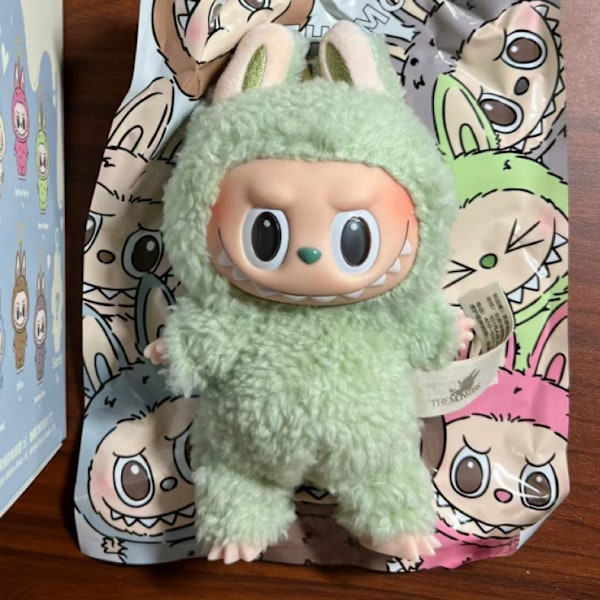 Labubu Macaron Monster Nøglering Den Spændende Monster Macarons Vinyl Ansigt Plys Nøgleringe Kunst Samleobjekter Legetøj Gave til Børn (En Del) Qing ti Guo Guo