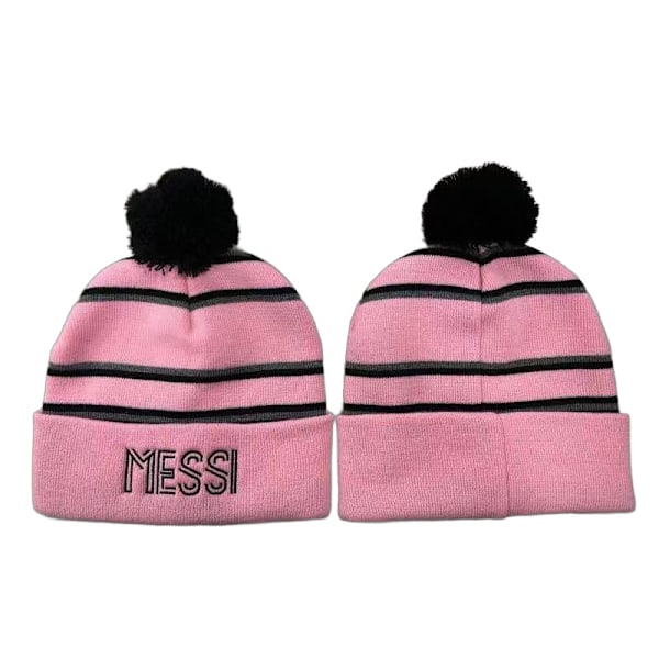 Stickad fotbollsklubb-mössa, kallskyddande och varm ullmössa för höst och vinter rosa [HK] pink MESSI