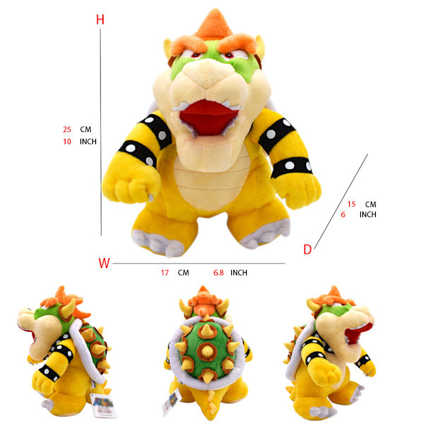 25 cm Bowser drake mjuk plyschleksak W 1
