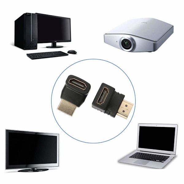 6-pak højre vinkel HDMI-stik, 90 grader & 270 grader HDMI Ma v