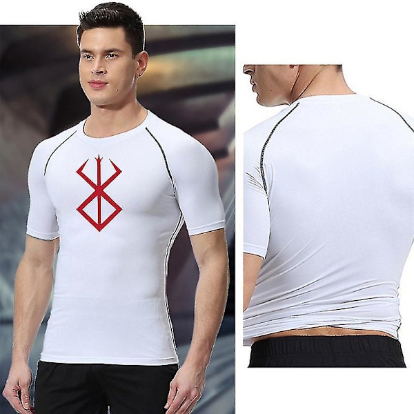 Anime Berserk -printtikuvioinen miesten kompressiopaita lyhyillä hihoilla, treeniin, kuntoiluun, aluspaita, nopeasti kuivuva, urheilullinen t-paita, tummansininen 2 Navy Blue 2 XXXL