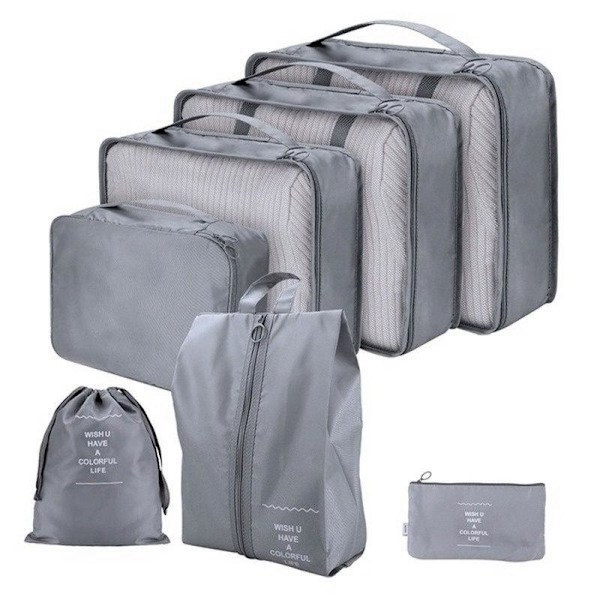Rejsetaske Organizer - 7 Dele - Rejsetaske Tilbehør Grey grå
