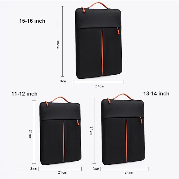 13 15 tums bärbar dator väska Ultrabook Sleeve Case SVART 15-16 tum Svart Black 15-16 inch