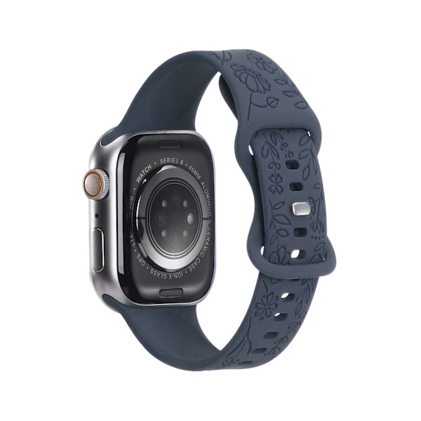 Sopii iwatchS9 876SE Apple Watch -rannekorulle, kohokuvioitu pieni ruusu silikoni Auringonkukka - sininen-harmaa Sunflower - blue-grey 38/40/41mm