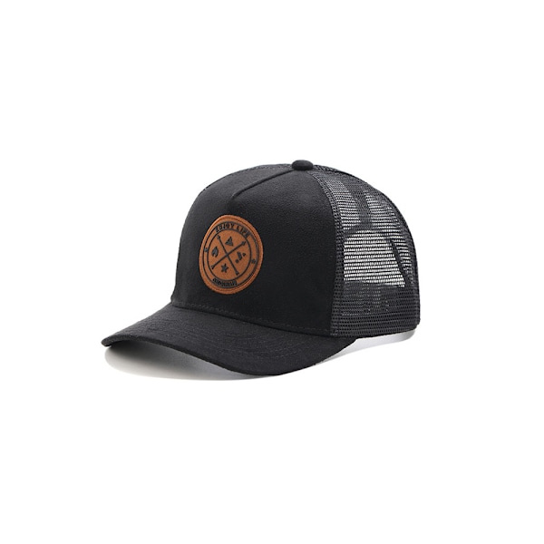 Mesh cap - baseball kasket til mænd og kvinder 5-panel trucker kasket - fantastisk snapback lukning til jagt og vandring, sort
