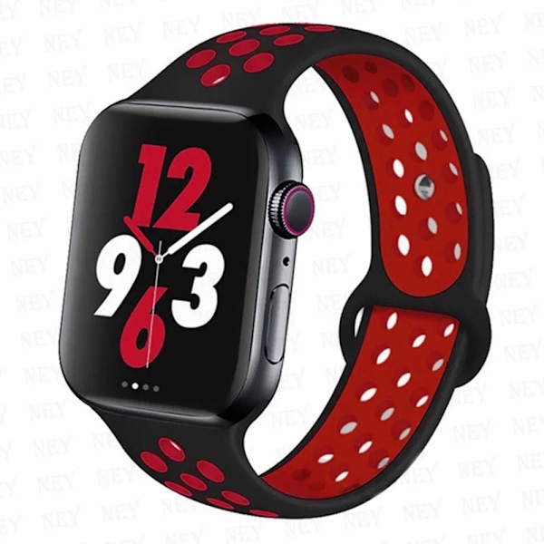 Sportrem för Apple Watch Band 45 mm 49 mm 44 mm 40 mm 41 mm 42 mm Silikonarmband correa iWatch Ultra 2 Series 9 8 SE 7 6 5 4 3 Svart röd 8 h Black red 8 M-L