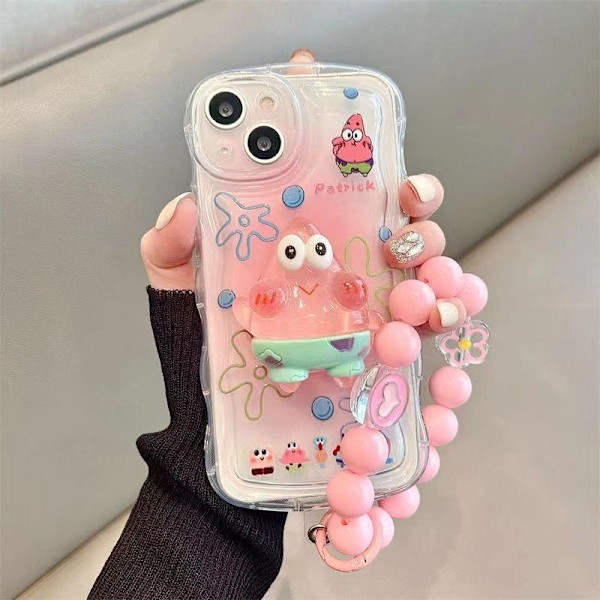 Kompatibelt Søtt Deksel til iPhone, Kawaii med Stativ og Anheng, Tegneserie Gjennomsiktig Mykt TPU Telefondeksel Patrick Sta Patrick Star iPhone 12 Pro
