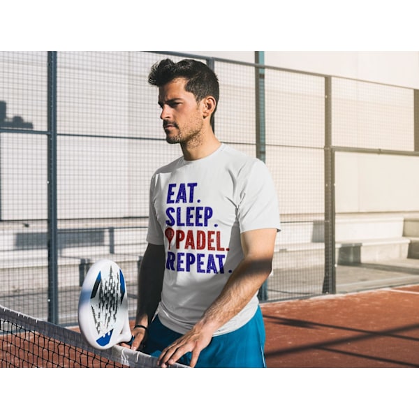 Sport T-shirt. Vit Eat Sleep Repeat sporttröja M Medium m