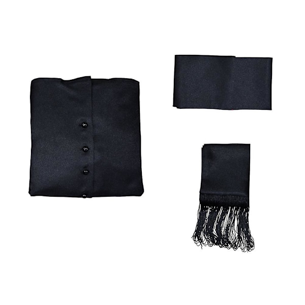 Enfärgad Prästkostym Medeltida Retro Cosplay Kostym Med Korshalsband (svart) svart black 2xl