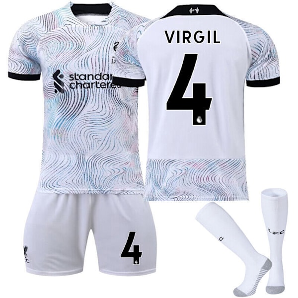 Nya Pojkar Barn Fotbollskit Kortärmad Tröja Strumpor Set Fotboll Liverpool Bortaställ #4 liverpool away kit #4 22/(6-7 years)
