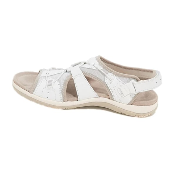 Ultra Bekväma Sandaler för Kvinnor Sommarskor Strandskor med Stödfotvalv Vita White 37