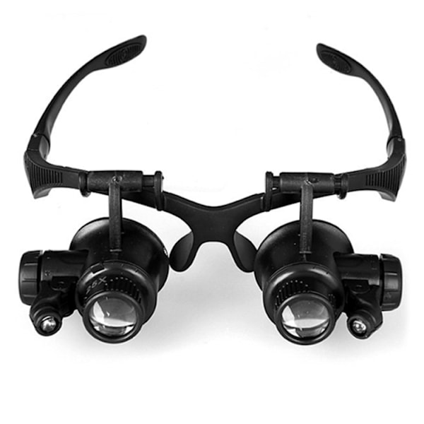 Lupebriller x10-x25 med dobbel LED-belysning og hodebånd
