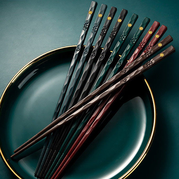 5 Par Sushi Spisepinner Gjenbrukbare Metall Spisepinner A1 SQBB
