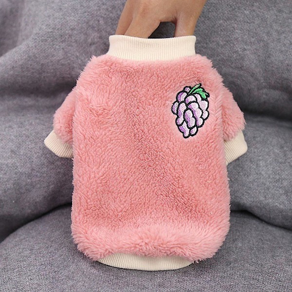 Varm Fleece-tröja för valp, hund, liten Yorkie, Chihuahua, kattkläder pink M