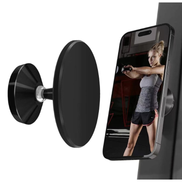 Oppgradert magnetisk telefonholder for treningsstudio, dobbel magnet med sterkt grep black