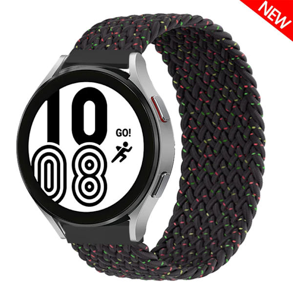 Flettet Solo Loop til Samsung Galaxy Watch 4/5/6/44mm 40mm/klassisk rem 46 42mm/active 2/Gear S3 armbånd 22mm 20mm Urrem sort unity h black unity M