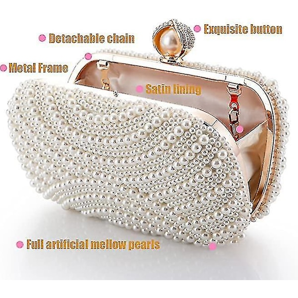 Naisten clutch-laukku ylellinen iltalaukku täysin helmikoristeltu keinotekoisilla helmillä käsilaukku häihin juhliin tanssiaisiin