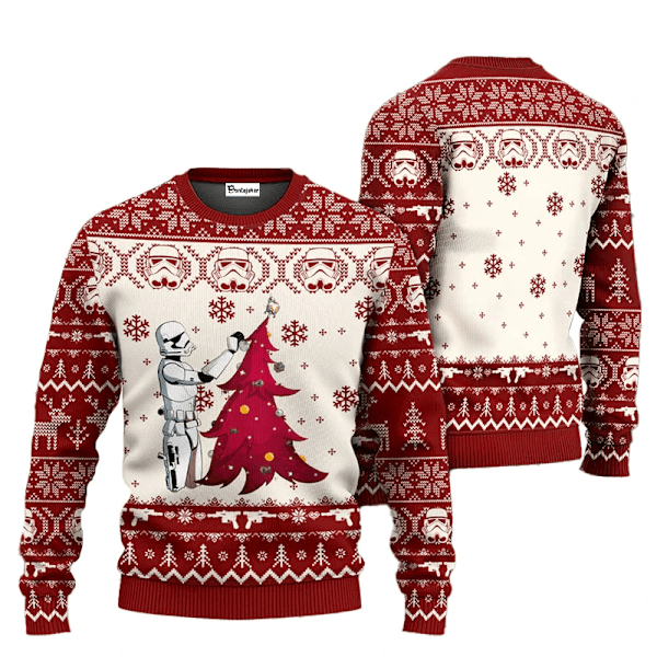 Julegenser Santa Darth Vader Star Wars The Mandalorian Herregenser Høst Vinter Damegenser stil 3 style 3 XL