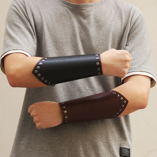 1 st Armband Läder Punk Bred Cykling Handledsskydd brown