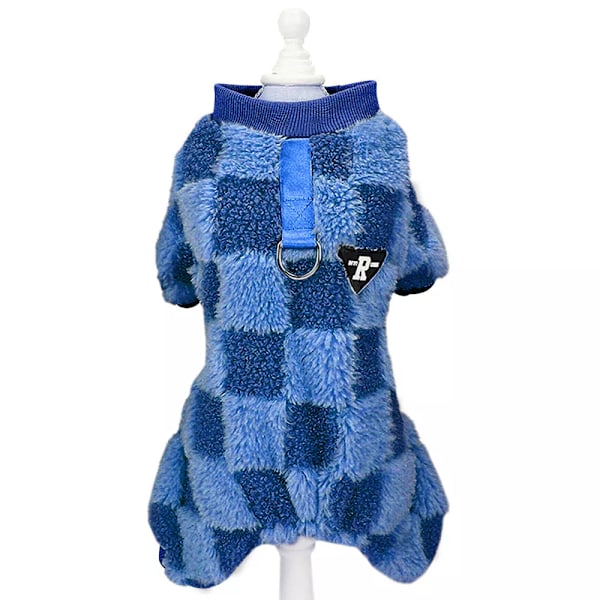 Varm Fleece Hund Jumpsuit Jacka Kläder för Hundvalp Pyjamas Vintertröja Blue XL