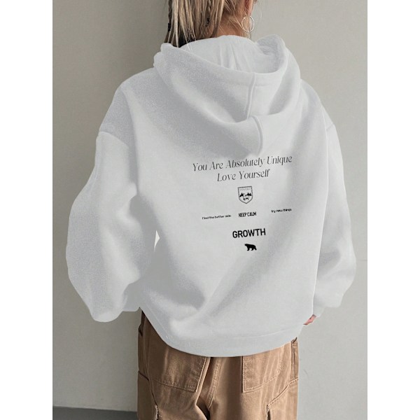 Dazy Slogan Grafisk Drop Shoulder Lynlås Hvid Hvid White S
