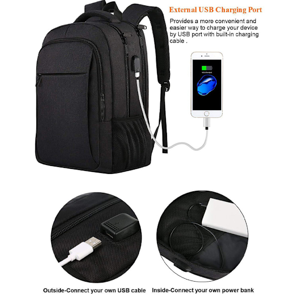 Överdimensionerad ryggsäck med laptopfack passar 18\" notebook