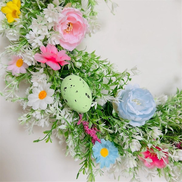 13,8 tums påskkrans med blommor, snöre, hängande för hem inomhus utomhus ytterdörr vägg - perfekt