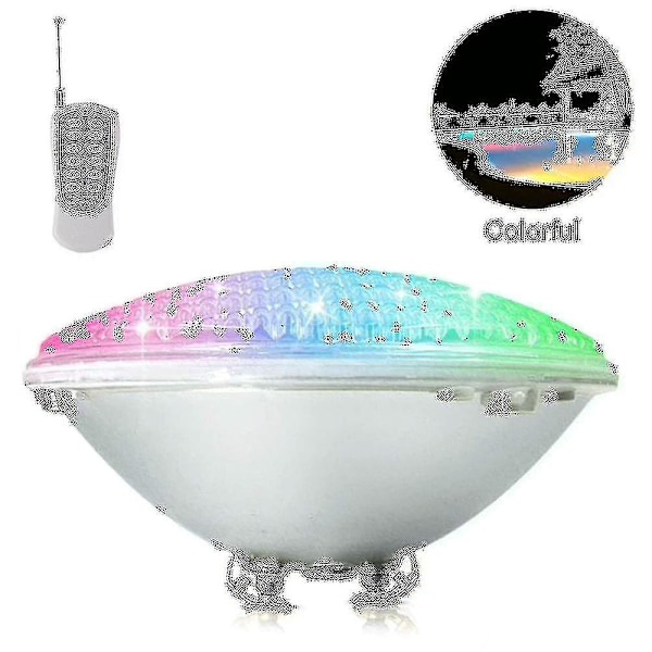 Bassengbelysning, 18W Par56 RGB bassenglampe. Undervanns spotlight med fjernkontroll, 12V AC/DC IP68 vanntett bassenglampe RUY