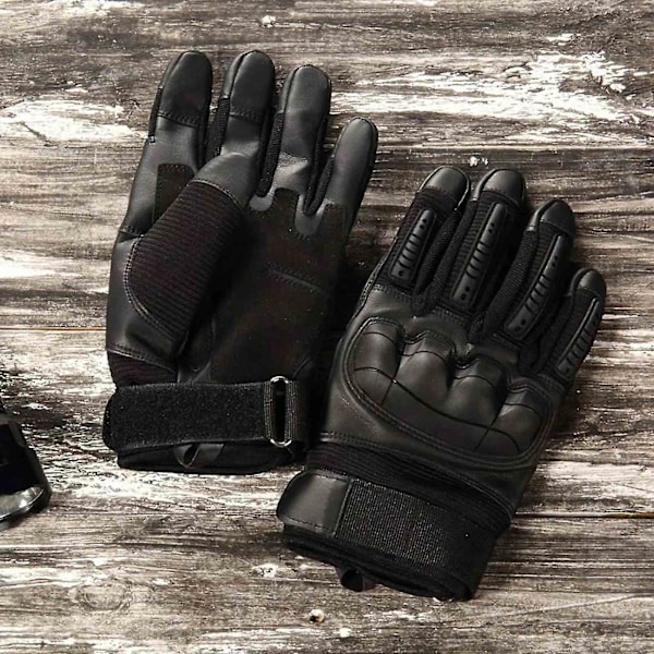 Oförstörbara Skyddande Taktiska Handskar med Full Finger - Taktiska Herrhandskar, Pekskärm, Full Finger, för Jakt, Motorcykel Svart Black XL