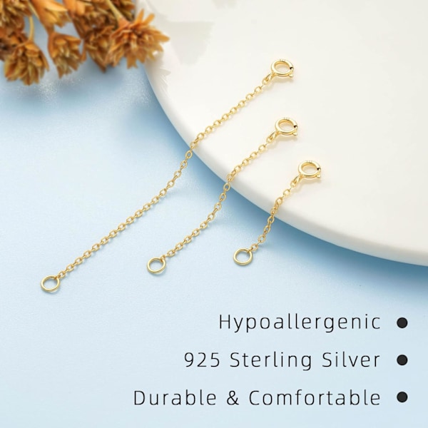 Kultaketjun pidennin 14k kultapinnoitettu pidennysketju 925 Sterling