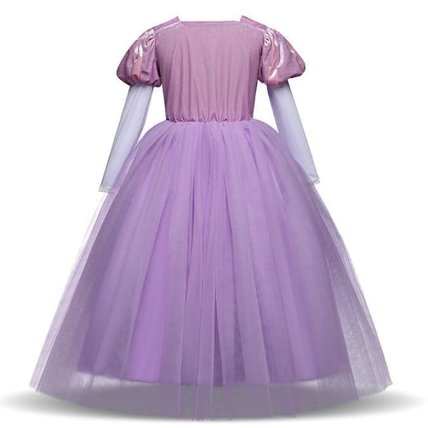 Prinsessa Rapunzel klänning Trasseldräkt + 7 extra tillbehör 140 cm 140 cm one size