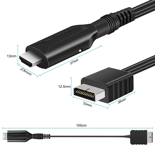 HDMI-kaapeli Playstation 2 & Playstation 1 -konsolille (PS2 & PS1), PS1/PS2 - HDMI-adapteri True RGB -signaalilähdöllä Playstation 1