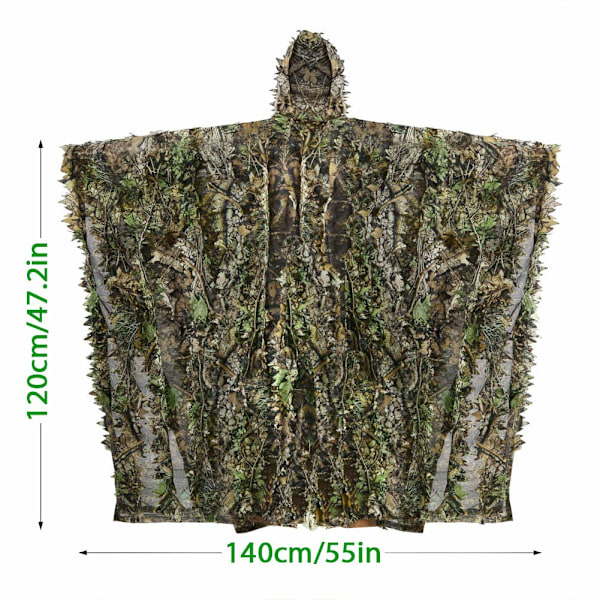 Militär Kamouflage Ghillie Poncho 3D Djurfotografering Jakt för Män Kvinnor