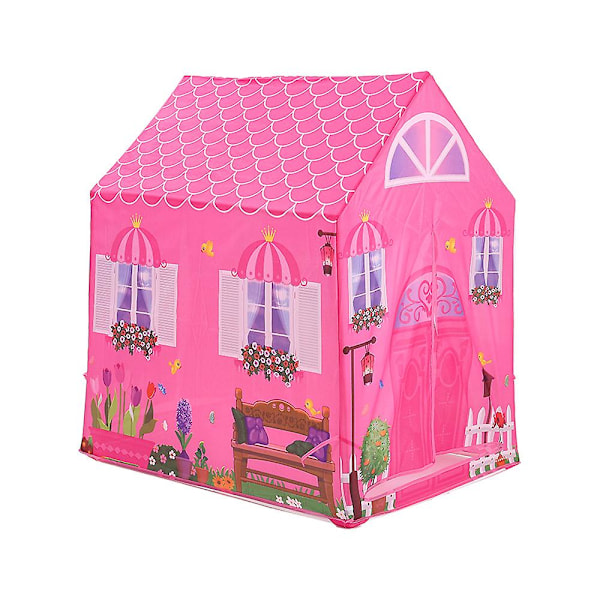 Lektält för Flickor Rosa Prinsesslott Pop Up Tält Inomhus Utomhus Lek [C]