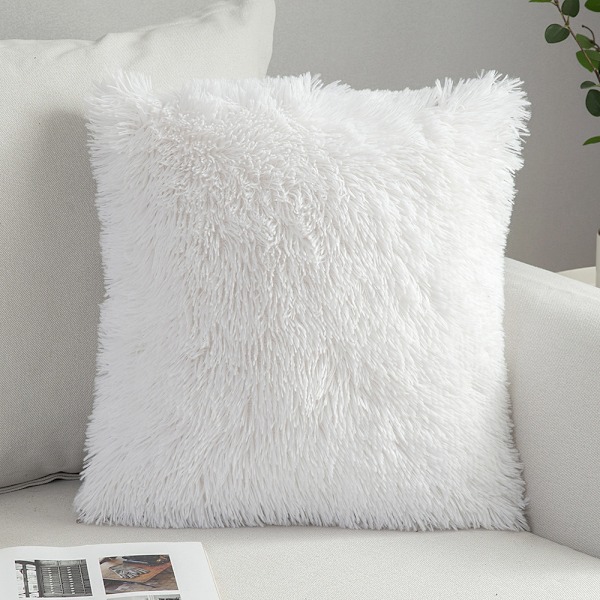 2-pak Bløde Faux Fur Pude Betræk 43X43cm Hvid