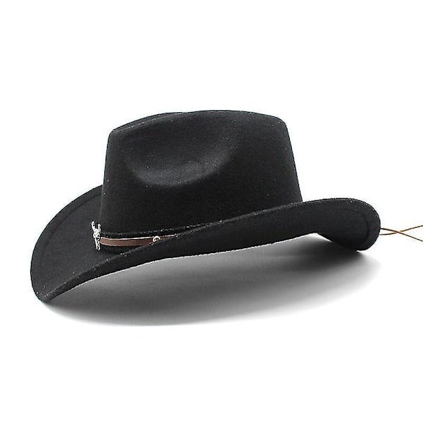 Western Cowboy Top Hat Filt Hatt Svart