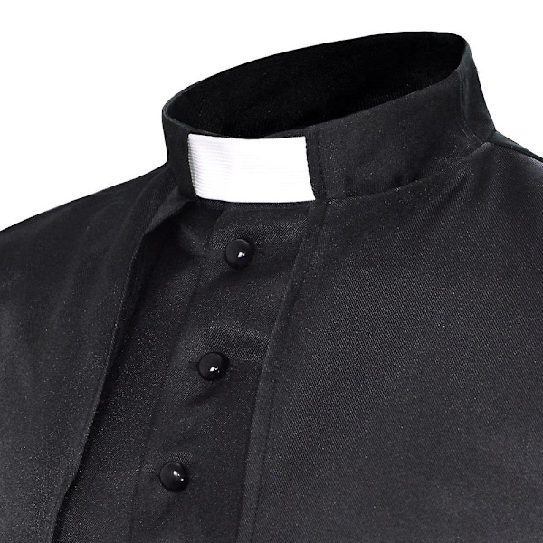 Enfärgad Prästkostym Medeltida Retro Cosplay Kostym Med Korshalsband (svart) svart black 3xl
