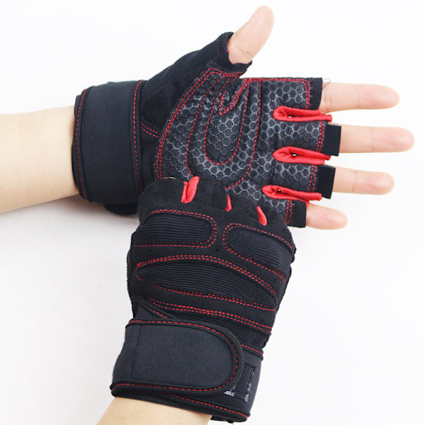 Treningshansker Fitness Vektløfterhansker Kroppsbygging Trening Rød Red M