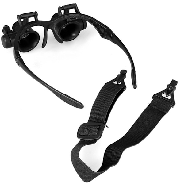 Lupebriller x10-x25 med dobbel LED-belysning og hodebånd