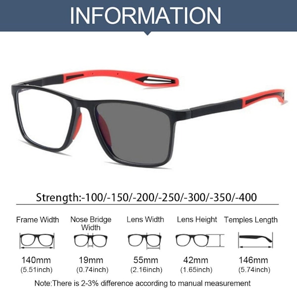 Fotokromiska glasögon Myopia Eyewear ORANGE STYRKA 350 Ora f Orange Strength 350