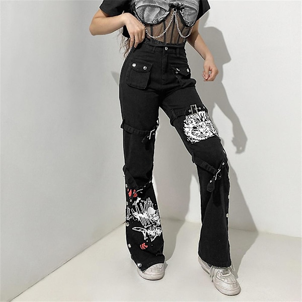 Bukser Akademisk Mørkt Tøj Hippie Løse Jeans style1 style1 S