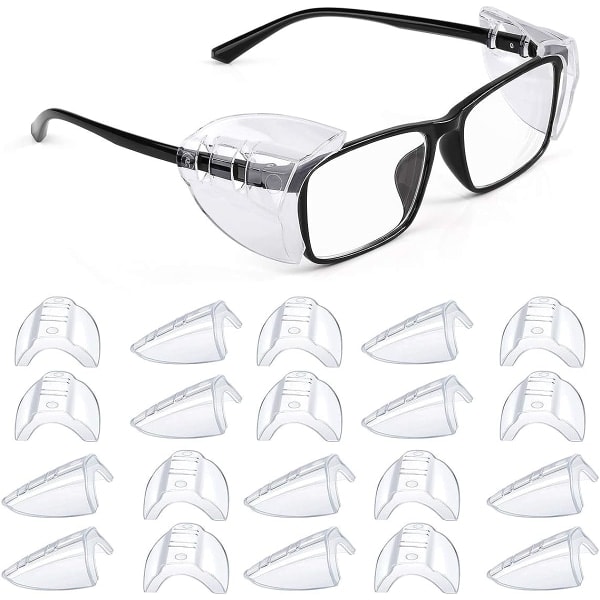 12 par sidebeskyttere for briller, fleksible sidebeskyttere for vernebriller Passer små til store briller Universal