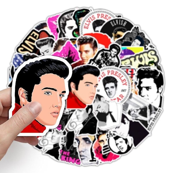 50 kpl Elvis Presley Graffiti Vedenpitävät Tarrat Matkalaukku Kannettava Tietokone Skeittilauta Jääkaappi Kypärä Vesikuppi Tukkumyynti