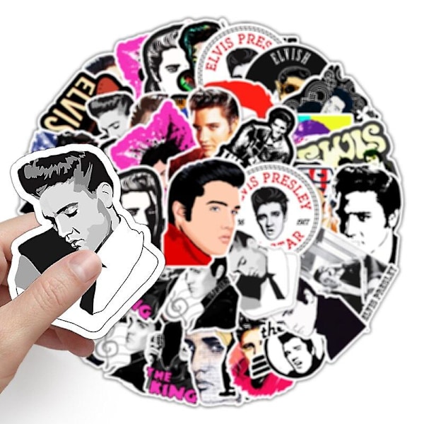50 kpl Elvis Presley Graffiti Vedenpitävät Tarrat Matkalaukku Kannettava Tietokone Skeittilauta Jääkaappi Kypärä Vesikuppi Tukkumyynti