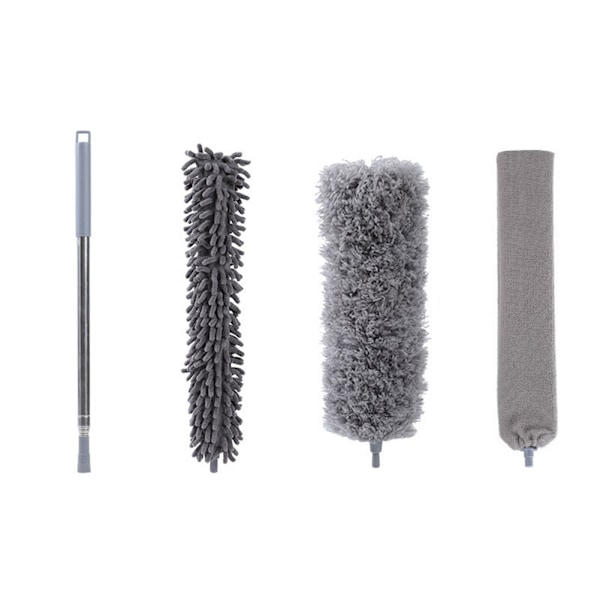 Mikrofiber Støvbørste Uttrekkbar Støvpanne Multifunksjonell Støvsamler for Rengjøring av Høye Tak, Persienner, Møbler, Biler 4pcs