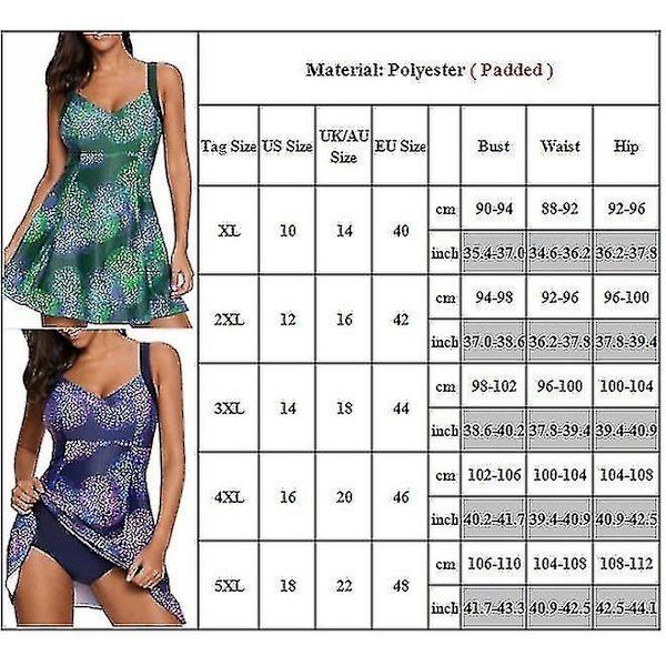 Dam Vadderad Baddräkt Trosor Tankini Set Baddräkt Plus Storlek Lila Purple XL